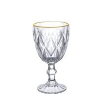 Jogo com 6 taça diamond 335ml com borda dourada - zahav