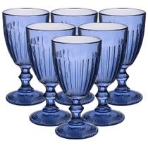 Jogo com 6 Taças Athena de Vidro Azul de Agua ou Suco 340ml