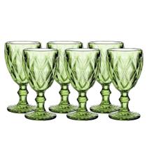 Jogo com 6 tacas de agua diamante verde 340ml - ke home
