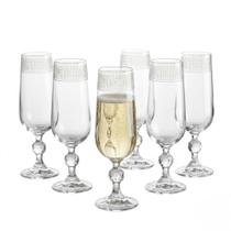 Jogo com 6 Taças de Champanhe 180ml Cristal com Lapidação Geométrica Linha Klaudie Bohemia Jogo com 6 Taças de Champanhe 180ml Cristal com Lapidação Geométrica Linha Klaudie Bohemia