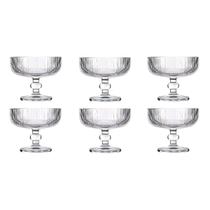 Jogo Com 6 Taças De Sorvete De Vidro 320ml Kit 6 Taças Para Sobremesa Em Vidro Canelado Incolor 320ml Em Casa Tem