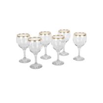 Jogo com 6 Taças de Vidro 210ml com Bordas Friso Dourado para Vinho Jogo com 6 Taças de Vidro 210ml com Bordas Friso Dourado para Vinho