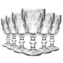 Jogo com 6 Taças Diamante de Vidro Transparente de Agua ou Suco 340ml