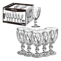 Jogo com 6 Taças Diamond Vidro Resistente Transparente 320ml