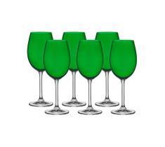 Jogo com 6 tacas p/ vinho tinto cristal gastro verde 450ml - Bohemia