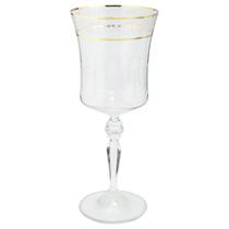 Jogo com 6 Taças para Água Grace Decorada em Cristal Gold Rim 300ml - Bohemia