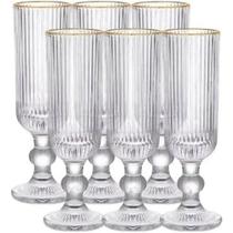 Jogo com 6 Taças Para Champanhe 160ml Linha Cameratta Cristal com Borda Fio Dourado L'Hermitage Jogo com 6 Taças Para Champanhe 160ml Linha Cameratta Cristal com Borda Fio Dourado L'Hermitage