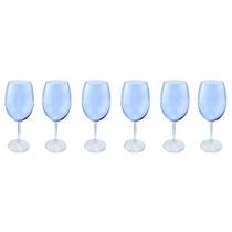 Jogo com 6 Taças Para Vinho Bordeaux Linha Veronica Cristal Bojo Azul Bohemia