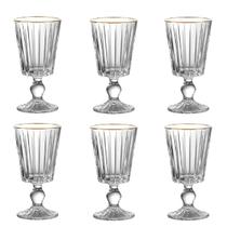 Jogo Com 6 Taças Soho Em Cristal Ecológico Com Borda Dourada 330Ml Lhermitage