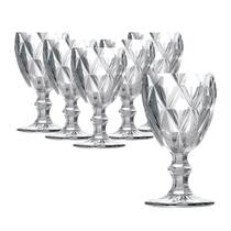 Jogo com 6 Taças Vinho Água Diamond Cristal Clear - Class Home