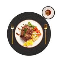 Jogo com 6 Tapetes de Mesa Redondos Trançados - Laváveis e Antiderrapantes (34cm)