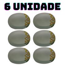 Jogo Com 6 Travessa De Vidro Oval Decorada 32X24X5Cm