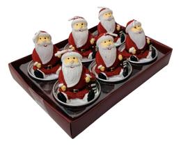 Jogo com 6 Velas Natalinas Papai Noel 4x6cm Enfeite Decorativo Sortido para Decoração de Natal
