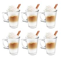 Jogo com 6 xícaras 230ml Grande Cappuccino Alça Quadrada