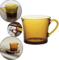 Jogo com 6 Xícaras Café Chá Âmbar Vidro Marrom Liso 150ml