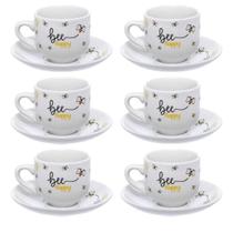 Jogo com 6 Xícaras de Café Honey Bee Happy 90ml Haüskraft
