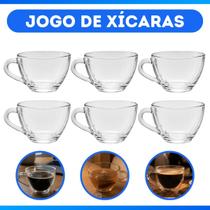 Jogo Com 6 Xícaras De Vidro Messina Com Alça Jogo Com 6 Xícaras De Vidro Messina Com Alça