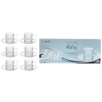 Jogo com 6 Xícaras e 6 Pires Ástra 85ml Café Vidro Alça Mesa Posta Café da Manhã Elegante Presente Luxo Cozinha Jogo com 6 Xícaras e 6 Pires Ástra 85ml Café Vidro Alça Mesa Posta Café da Manhã Elegante Presente Luxo Cozinha