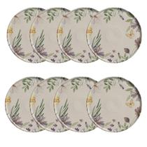 Jogo Com 8 Pratos Rasos Basic Bloom 25cm Porto Brasil