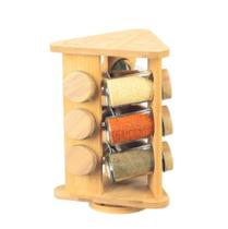 Jogo com 9 Porta Condimentos em Vidro com Tampa e Suporte Giratório em Bambu 70ml - Dynasty