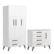 Jogo Com Guarda-roupa Armário Com Cômoda Q Encantado - Móveis Leartam