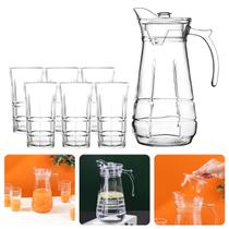 Jogo com Jarra de Vidro 1,7 Litros e 6 Copos 278ml Elegância e Praticidade para Servir Bebidas - Importado Jogo com Jarra de Vidro 1,7 Litros e 6 Copos 278ml Elegância e Praticidade para Servir Bebidas - Importado