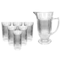 Jogo Com Jarra E 6 Copos Lila De Vidro 7pçs - Transparente Jogo Com Jarra E 6 Copos Lila De Vidro 7pçs - Transparente