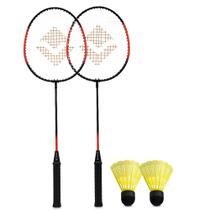 Jogo Completo Badminton 2 Raquetes 2 Petecas Nylon Vollo Kit