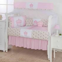 Jogo completo de berço bordado charmoso bebe com saia e mosquiteiro com 12 pçs