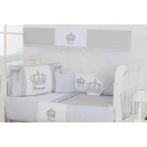 Jogo completo de berço bordado charmoso bebe com saia e mosquiteiro com 12 pçs Jogo completo de berço bordado charmoso bebe com saia e mosquiteiro com 12 pçs