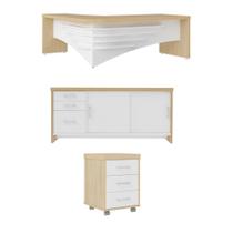 Jogo Completo Escritório Aveiro Carvalho Branco