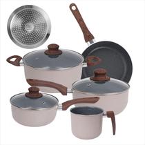 Jogo Completo Matera 5 Panelas Aluminio Revestimento Cerâmico Indução