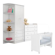 Jogo Completo Quarto de Bebê Arica Branco Branco
