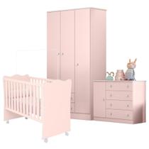 Jogo Completo Quarto Infantil Bélgica Rosa Acetinado