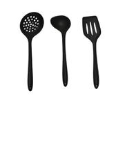 Jogo Concha,Escumadeira e Espátula Vazada em Silicone Preto Livre de BPA UNYHOME. Jogo Concha,Escumadeira e Espátula Vazada em Silicone Preto Livre de BPA UNYHOME.