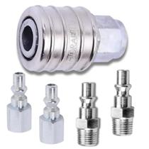 Jogo Conectores Engate Rápido 1/4 Npt Pneumáticos Compressor Jogo Conectores Engate Rápido 1/4 Npt Pneumáticos Compressor
