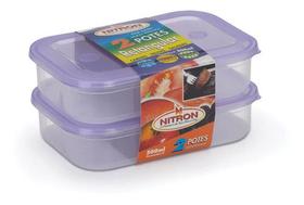 Jogo Conjunto 2 Potes Organizador Multiuso Retangular Raso