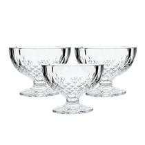 Jogo Conjunto 3 Taças Vidro Sobremesa Abacaxi Diamante Luxo Gourmet Frutas Sorvete Açaí Gelato Açaí Cereal 230ml