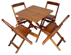 Jogo Conjunto 4 Cadeiras e 1 Mesa Dobrável de Madeira 60 x 60 - Com Pintura Mel - ViaBrasil Moveis