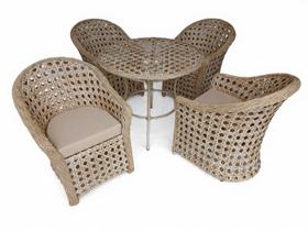 Jogo Conjunto 4 Poltronas 1 Mesa Redonda Minas em Fibra Sintética com Tratamento Uv Cor Natural Jardim Varanda Área Externa Jogo Conjunto 4 Poltronas 1 Mesa Redonda Minas em Fibra Sintética com Tratamento Uv Cor Natural Jardim Varanda Área Externa