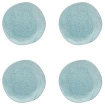 Jogo Conjunto 4 Pratos Sobremesa Oxford Porcelana Ryo Blue Bay 21,5 cm