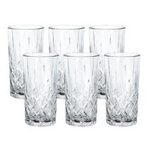 Jogo Conjunto 6 Copos de Vidro Grosso Diamond Diamante Gourmet Luxo Vinho Água Refrigerante Sucos Drink Café 300ml