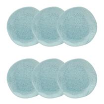 Jogo Conjunto 6 Pratos Fundos Oxford Porcelana Ryo Blue Bay 22,5 cm
