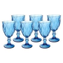 Jogo Conjunto 6 Taças de Vidro Azul Grosso Diamond Diamante Luxo Gourmet Vinho Água Refrigerante Sucos Drink 340ml Jogo Conjunto 6 Taças de Vidro Azul Grosso Diamond Diamante Luxo Gourmet Vinho Água Refrigerante Sucos Drink 340ml