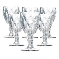 Jogo Conjunto 6 Taças de Vidro Grosso Diamond Diamante 340ml