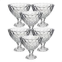 Jogo Conjunto 6 Taças Vidro Sobremesa Abacaxi Diamante Luxo Gourmet Frutas Sorvete Açaí Gelato Açaí Cereal 200ml