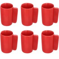 Jogo Conjunto 6 Xícaras De Chá Porcelana 180ml Vermelho