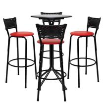 Jogo Conjunto Bistrô Com 2 Banquetas Alta Preta Para Bar Varanda Restaurante Lanchonetes Premium Itagold