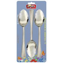Jogo Conjunto Com 3 Colheres de Mesa Talher Em Aço Inox