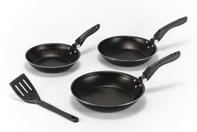 jogo Conjunto de 3 Frigideiras Francesas Antiaderente 18 a 22 + Espatula -